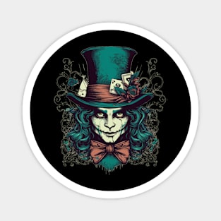 Creepy Madhatter with Green Hair Magnet